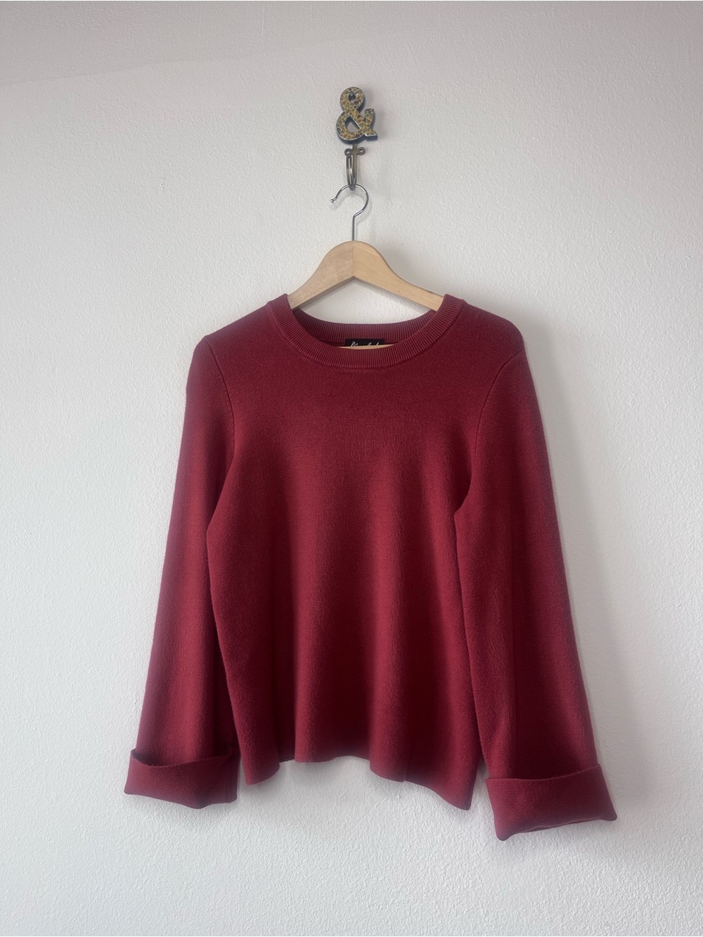 Women's Crewneck Bell-Sleeve Sweater in Burnt Orange